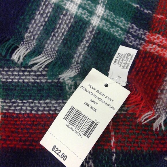 NEW the Paper Store PLAID Blanket SCARF Navy Red Green Large - Picture 8 of 10